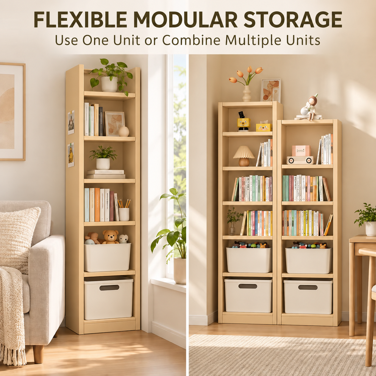 Slim Steel Bookshelf Narrow Multi-Tier Storage Shelf