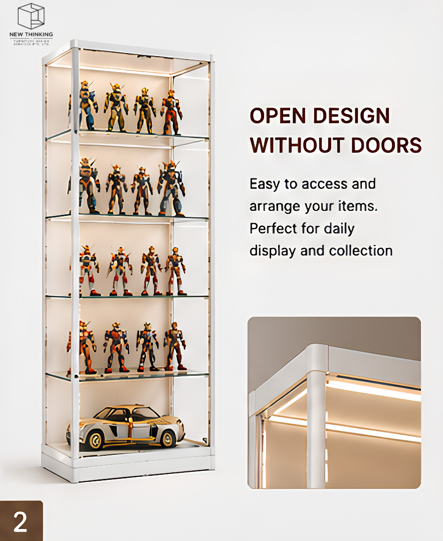A&1029 LED Display Cabinet | Glass Display Shelf for Collectibles & Models