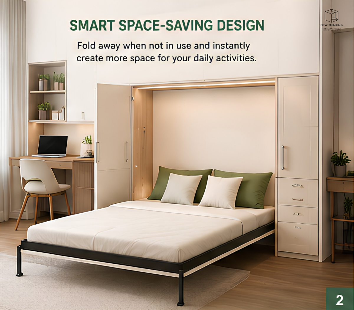 Custom Murphy Bed | Wall Bed with Storage & Desk | Made to Measure