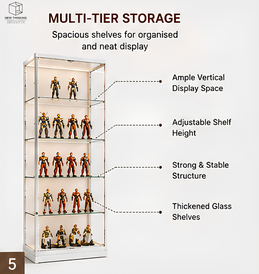 A&1029 LED Display Cabinet | Glass Display Shelf for Collectibles & Models