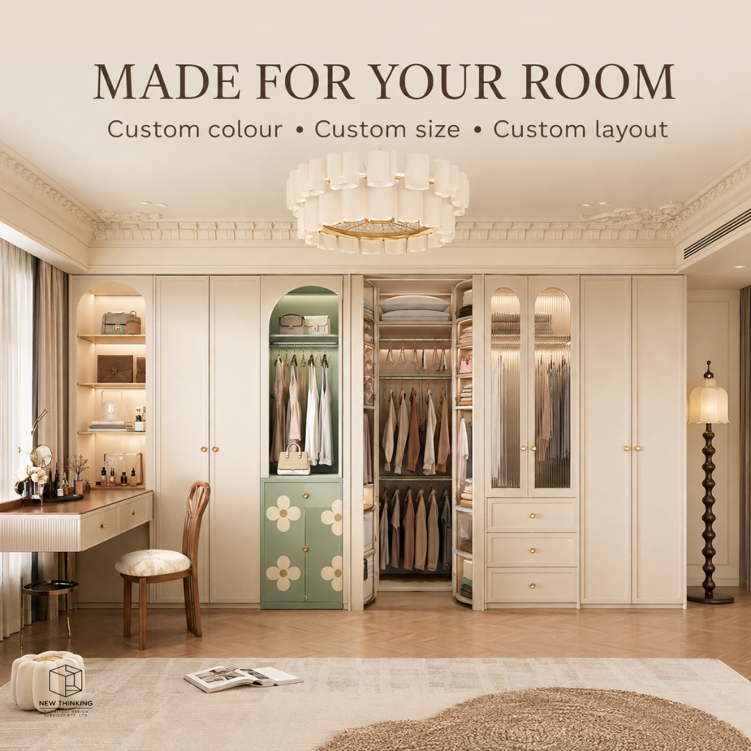 Custom French-Style Arched Wardrobe | Cream Bedroom Storage Cabinet