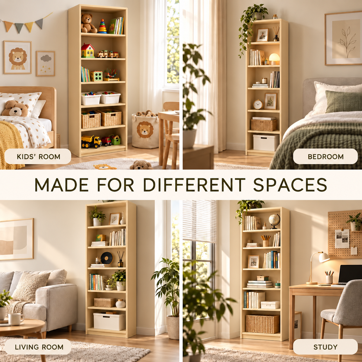 Slim Steel Bookshelf Narrow Multi-Tier Storage Shelf