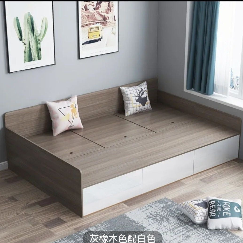 小戶型多功能書房榻榻米床儲物收納箱體床簡易單人床簡約現代