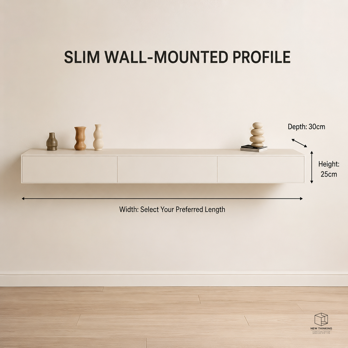 Warm White Floating TV Cabinet | Wall-Mounted TV Console | Matching Coffee Table