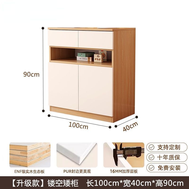 奶油风鞋柜家用门口玄关柜一体靠墙简约隔断柜客厅储物柜实木定制